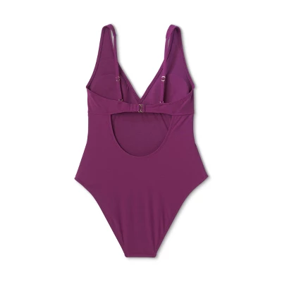 Women's Ribbed Plunge Twist-Front One Piece Swimsuit - Shade & Shore™ 5 Women's Ribbed Plunge Twist-Front One Piece Swimsuit - Shade & Shore™ - Image 5