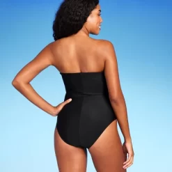 Women's Bandeau Cut Out High Leg Cheeky One Piece Swimsuit - Shade & Shore™ Black -Shade & Shore GUEST 516acace 40d0 4416 b864 a96b59d84a4b
