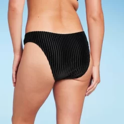 Shade & Shore 29 Women's Velour Ribbed Cheeky Bikini Bottom - Shade & Shoreâ„¢ Black