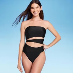 Women's Bandeau Cut Out High Leg Cheeky One Piece Swimsuit - Shade & Shore™ Black -Shade & Shore GUEST 6e390a98 1d7b 4bb4 bbb3 da1f89d31f07