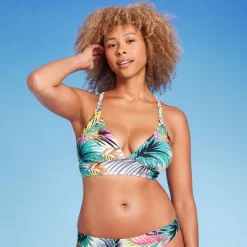 Women's Braided Strap Triangle Longline Bikini Top - Shade & Shore™ Multi Tropical Print -Shade & Shore GUEST 79072650 fe35 4c51 8686 cb278d57b9d2