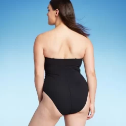 Women's Shirred Ribbed Bandeau Cheeky One Piece Swimsuit - Shade & Shore™ -Shade & Shore GUEST 79f7bee5 0157 4f86 a69e 50acfec64829