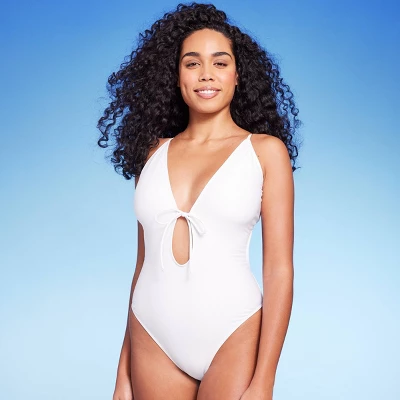 Women's Tie-Front Plunge One Piece Swimsuit - Shade & Shore™ 10 Women's Tie-Front Plunge One Piece Swimsuit - Shade & Shore™ - Image 10