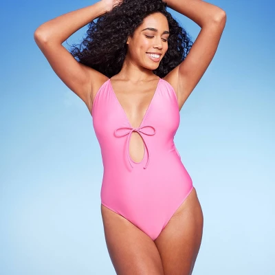 Women's Tie-Front Plunge One Piece Swimsuit - Shade & Shore™ 6 Women's Tie-Front Plunge One Piece Swimsuit - Shade & Shore™ - Image 6