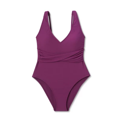 Women's Ribbed Plunge Twist-Front One Piece Swimsuit - Shade & Shore™ 4 Women's Ribbed Plunge Twist-Front One Piece Swimsuit - Shade & Shore™ - Image 4