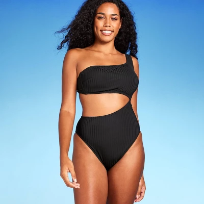 Women's Ribbed One Shoulder Cut Out One Piece Swimsuit - Shade & Shore™ 6 Women's Ribbed One Shoulder Cut Out One Piece Swimsuit - Shade & Shore™ - Image 6