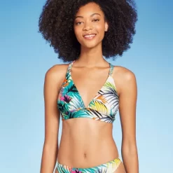 Women's Braided Strap Triangle Longline Bikini Top - Shade & Shore™ Multi Tropical Print -Shade & Shore GUEST f71ea340 8ad3 4207 b0df f4c66ceaa9f8