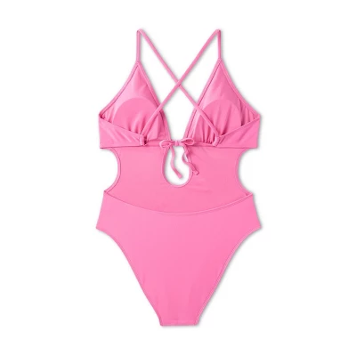 Women's Tie-Front Plunge One Piece Swimsuit - Shade & Shore™ 9 Women's Tie-Front Plunge One Piece Swimsuit - Shade & Shore™ - Image 9